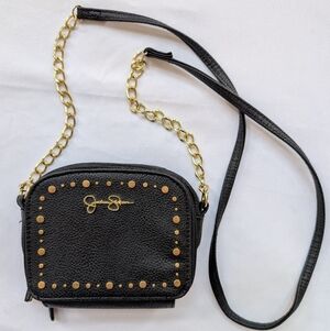 Jessica Simpson Black Crossbody with Gold Studs and Chain